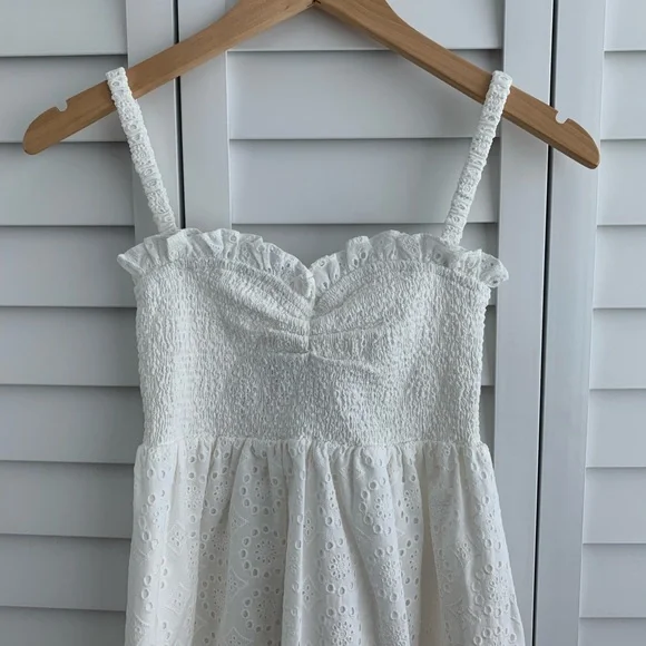 Hill House Frida White Eyelet Midi Nap Dress XS - Picture 5 of 7